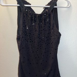 Ann Taylor Petite Black Sequin Tank Top. Size MP.